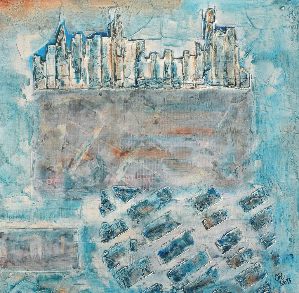 Irgendwo in New York, 60 x 60cm, Mischtechnik auf Karton, 2013