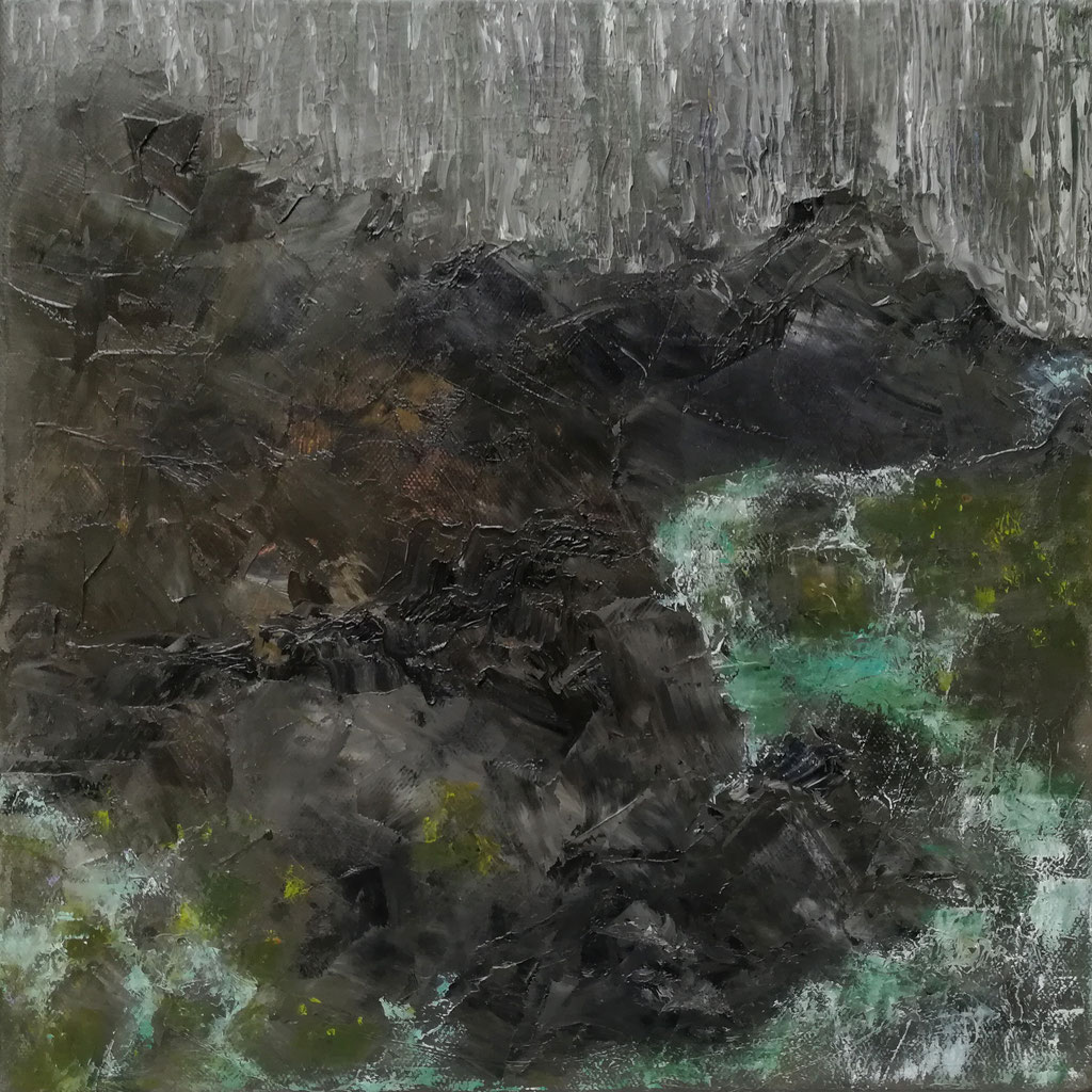 Le torrent vert - 2018 - Huile sur toile - 30 x 30 cm