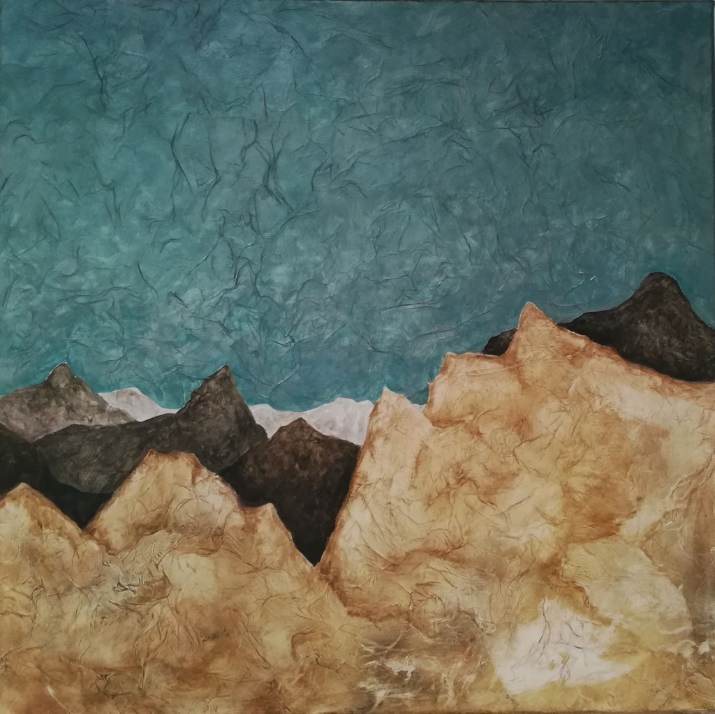 Himalaya- 2019 - Acrylique sur toile et papier - 50 x 50 cm