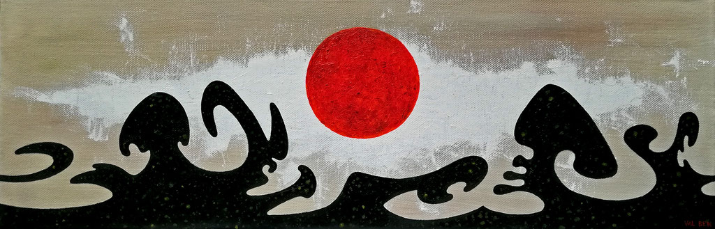 Soleil rouge - 2018 - Hule sur toile - 20 x 60 cm