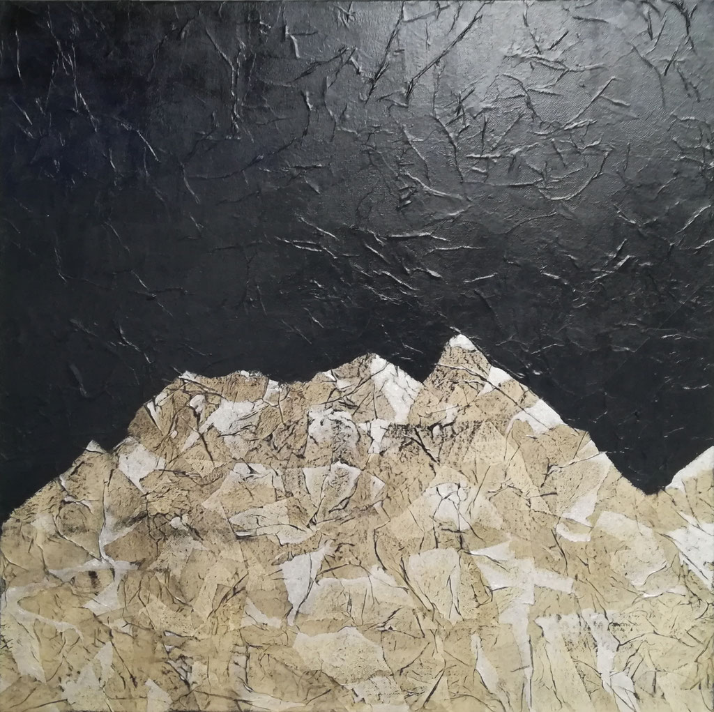 La nuit des cimes- 2018 - Acrylique sur toile et papier - 60 x 60 cm