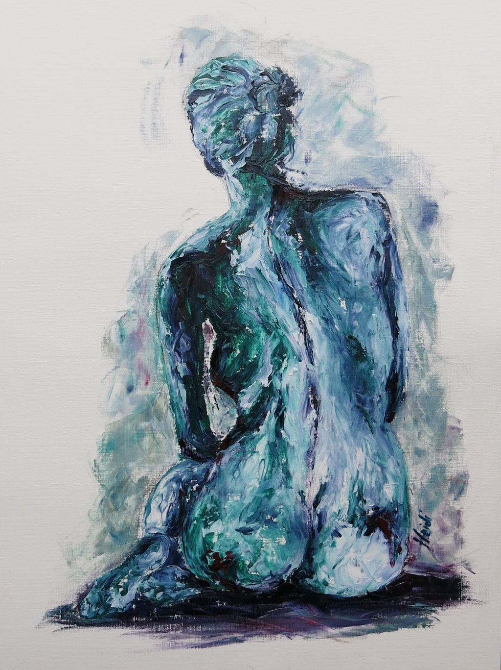 Frauenrücken rot 30x45 auf Papier   VERKAUFT