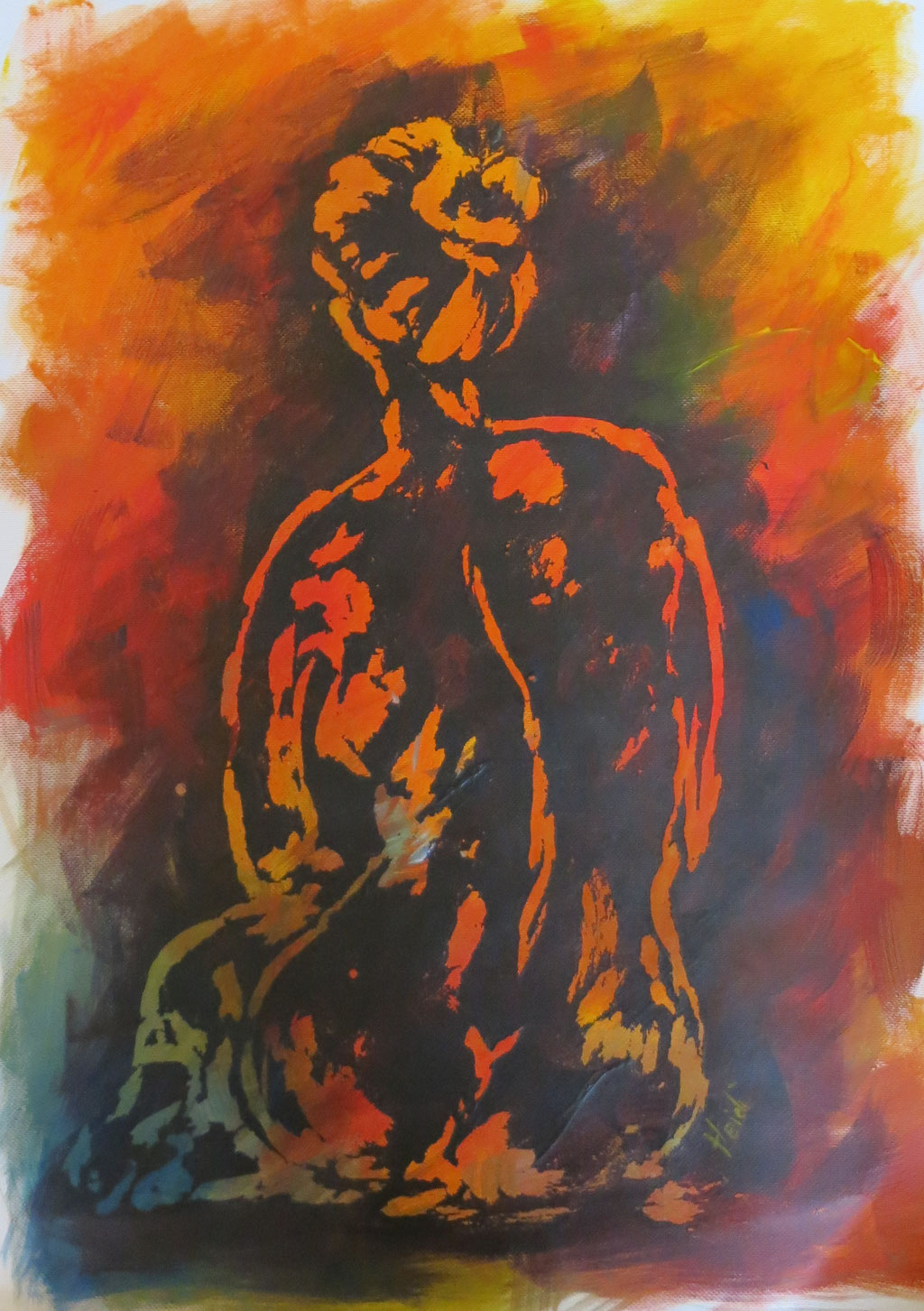 Frauenrücken rot 30x45 auf Papier