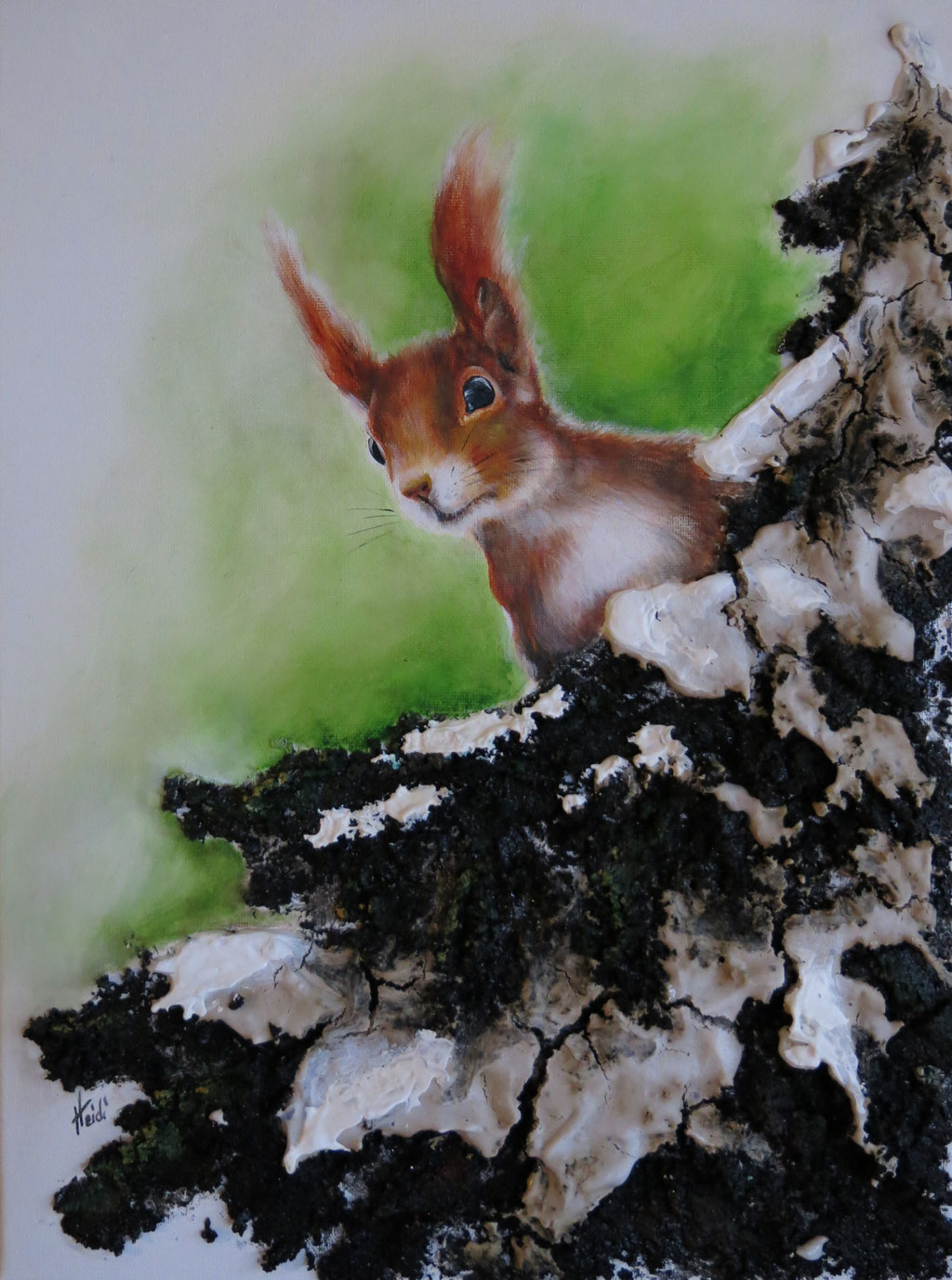 Eichhörnchen 30x40 Acryl und Kaffeesatz    VERKAUFT