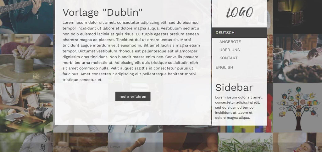 Jimdo mehrsprachig mit Design "Dublin"
