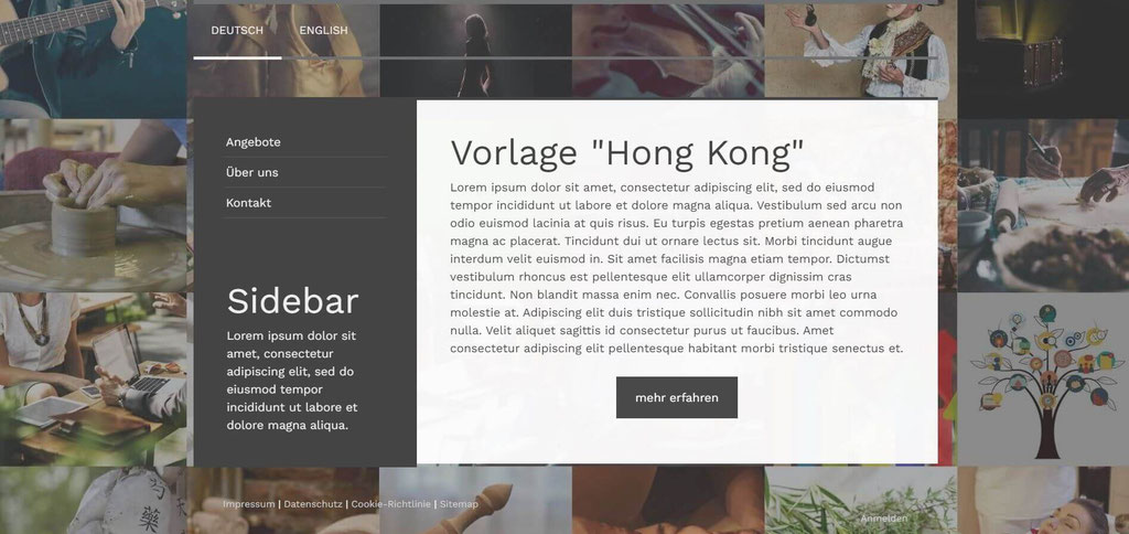 Jimdo mehrsprachig mit Design "Hong Kong"