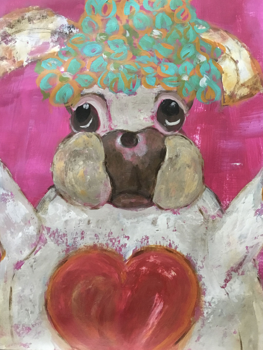 Zuckersüß kitschig, Acryl auf Papier, 40 x 60 cm