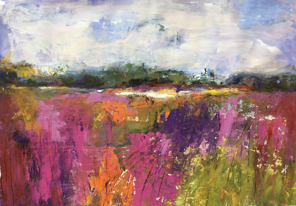 Sommerblumenfeld, Acryl auf Papier, 60 x 40 cm