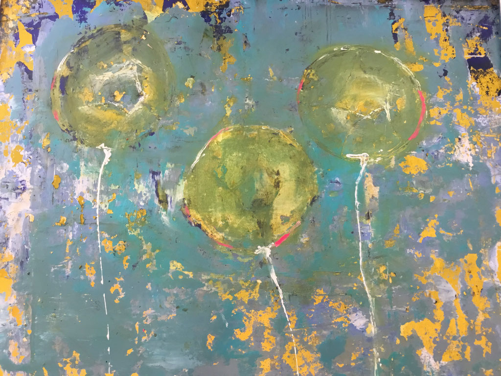 Luftballons, Acryl auf Papier, nicht verfügbar