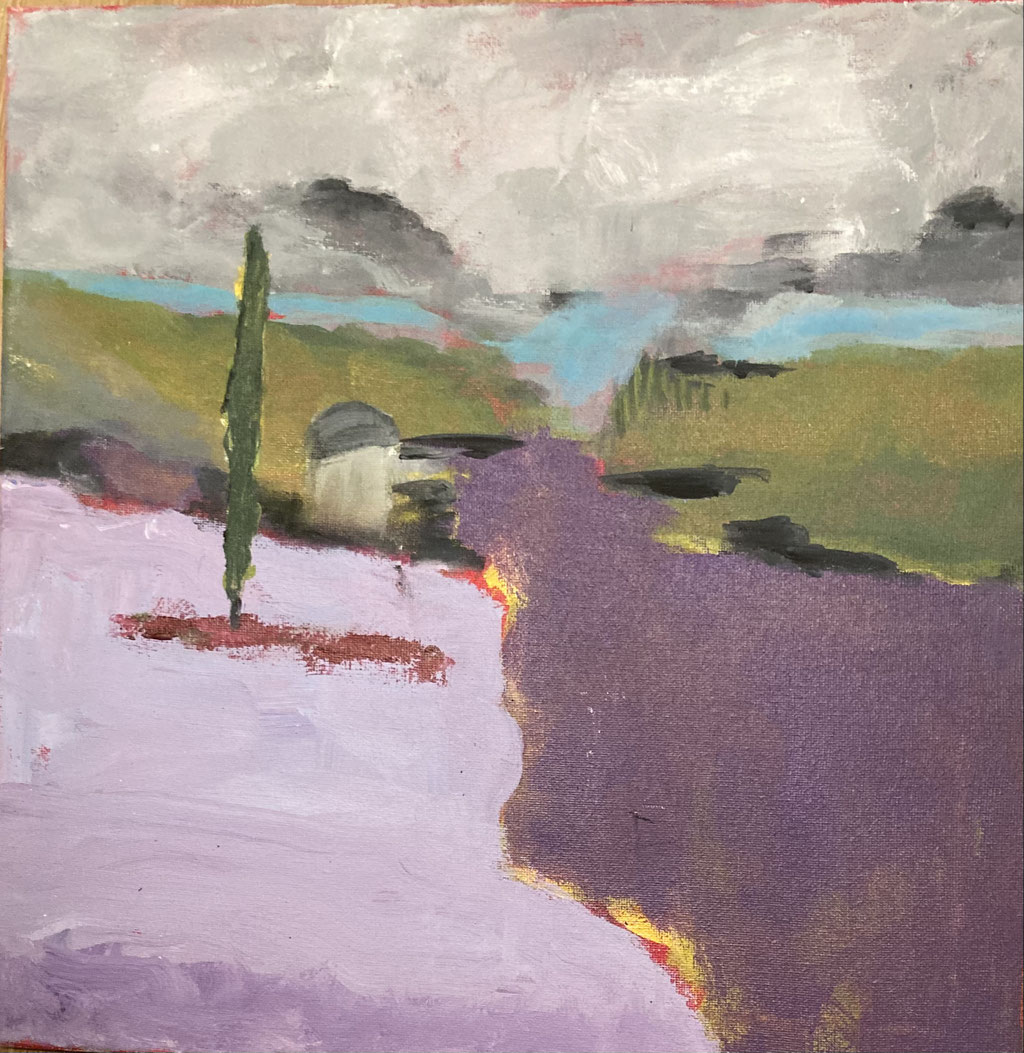 Landschaft 2, aus dem Kunstunterricht, Acryl auf Leinwand, 40 x 40 cm /nicht verfügbar 