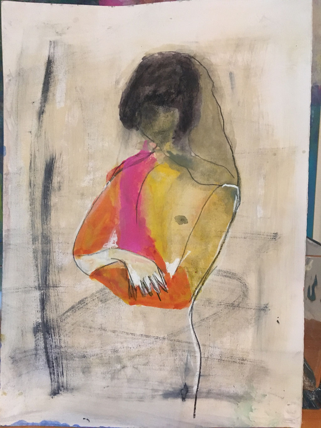 Skizze Frei nach Tina Berning - Aus dem Kunstunterricht Acryl auf Papier, 40 x 60 cm