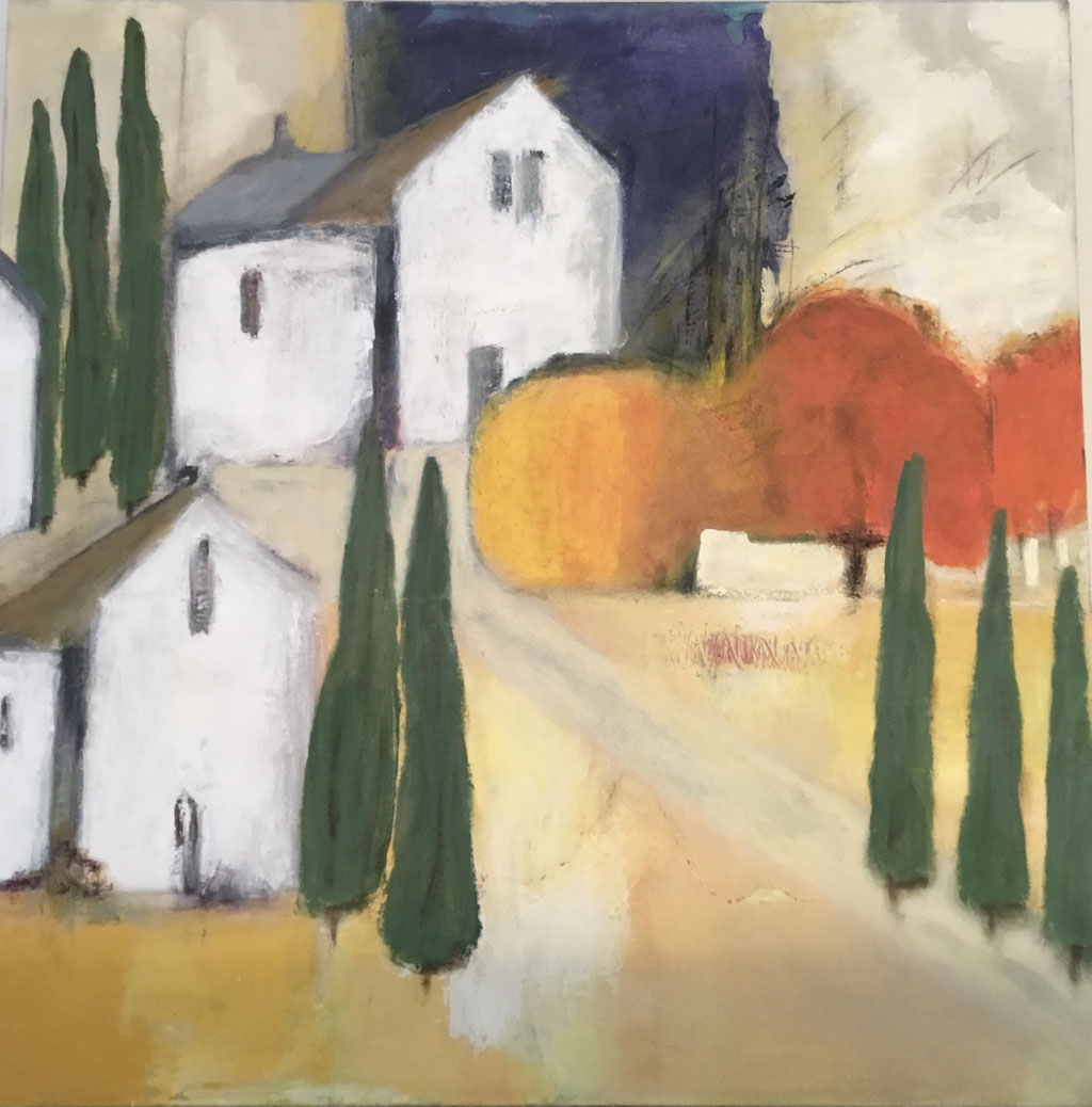 Ein Bergdorf in Italien, Acryl auf Leinwand, 100 x 100 cm