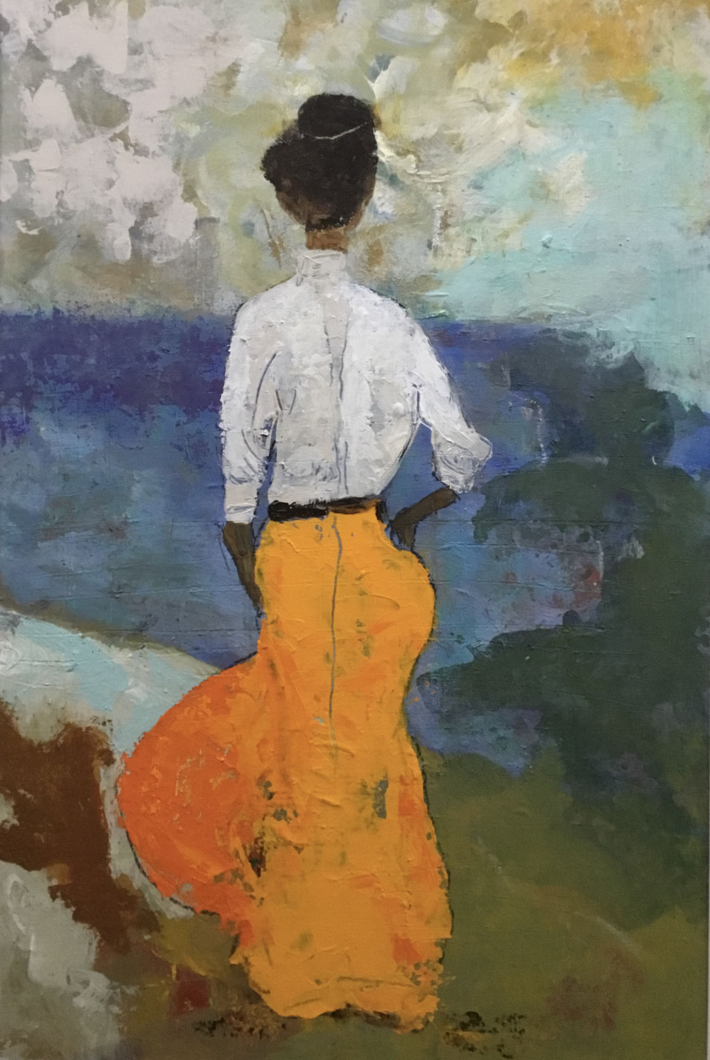 Frau am Meer, Acryl auf Papier, 40 x 60 cm