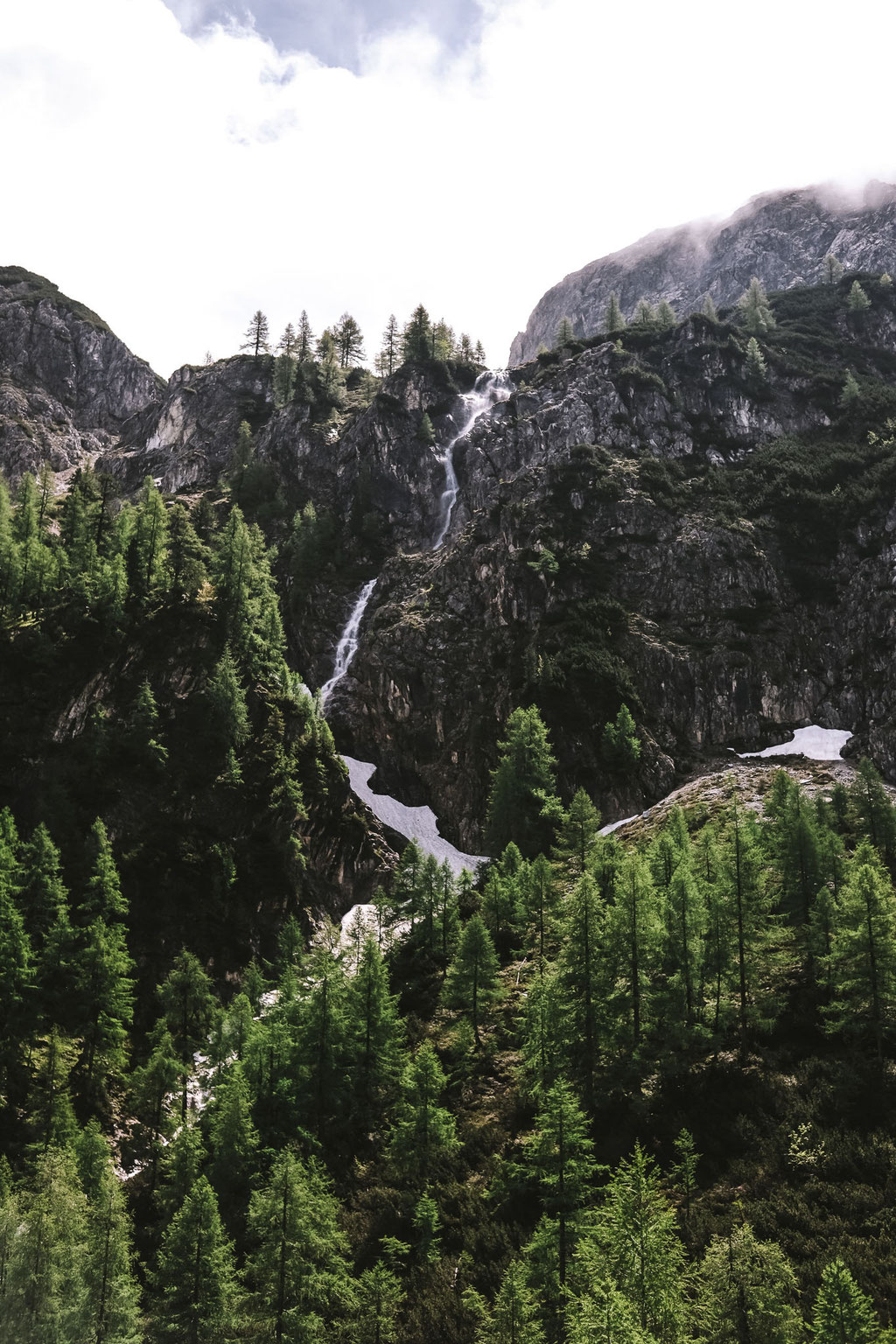 Impressive alpine waterfall surrounded by mountain scenery in the Salzburger Land – a popular hiking destination near OBERFORSTHOF.