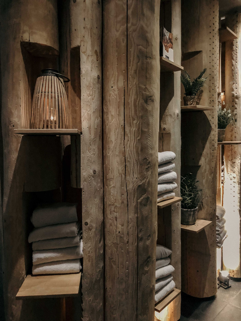 Detail of towels in the wellness area at Boutique Hotel Werdenfelserei, Bavaria