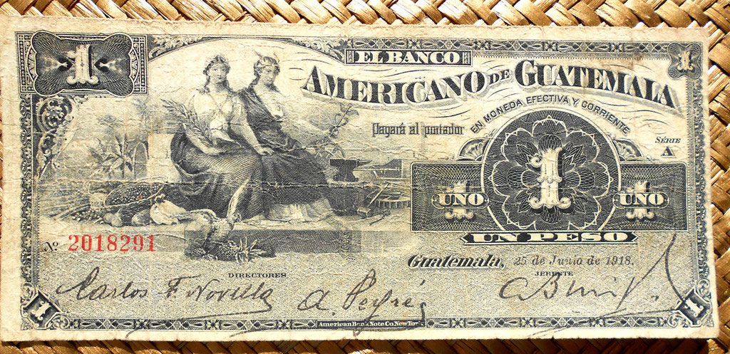 Guatemala 1 peso 1918 anverso