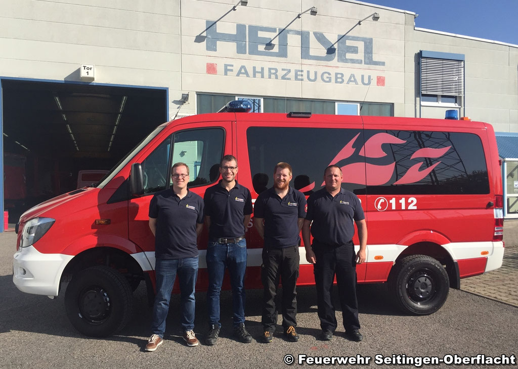 Abholteam v.l.n.r. Stellv. Kdt. Florian Platzer, Gerätewart Pascal Distel, Kdt. Ulrich Zepf, Gerätewart Kai Penkwitz