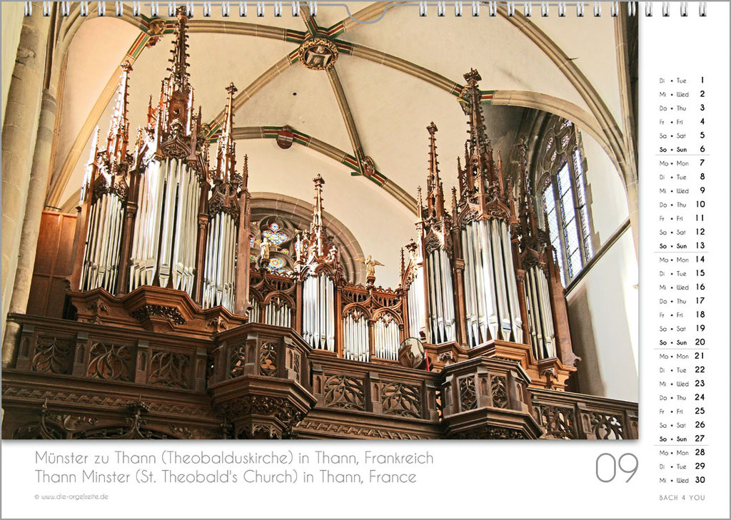 An organ calendar in the Bach Shop.