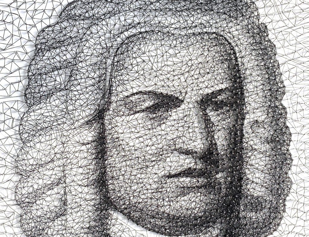 Bach portrait as a thread image.
