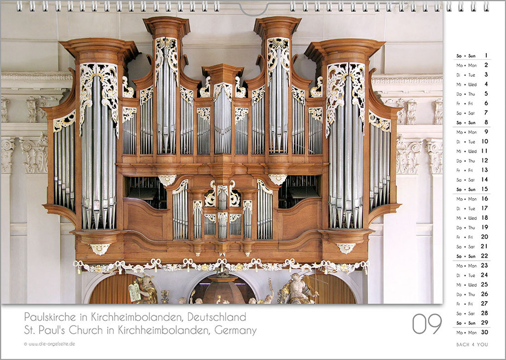 The current pipe organ calendar.