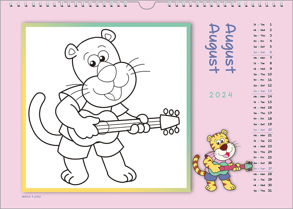 A music calendar for coloring.