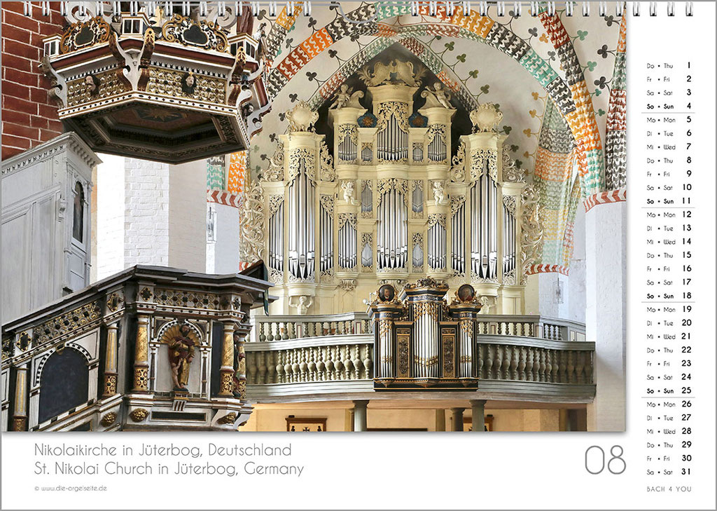 The current pipe organ calendar.
