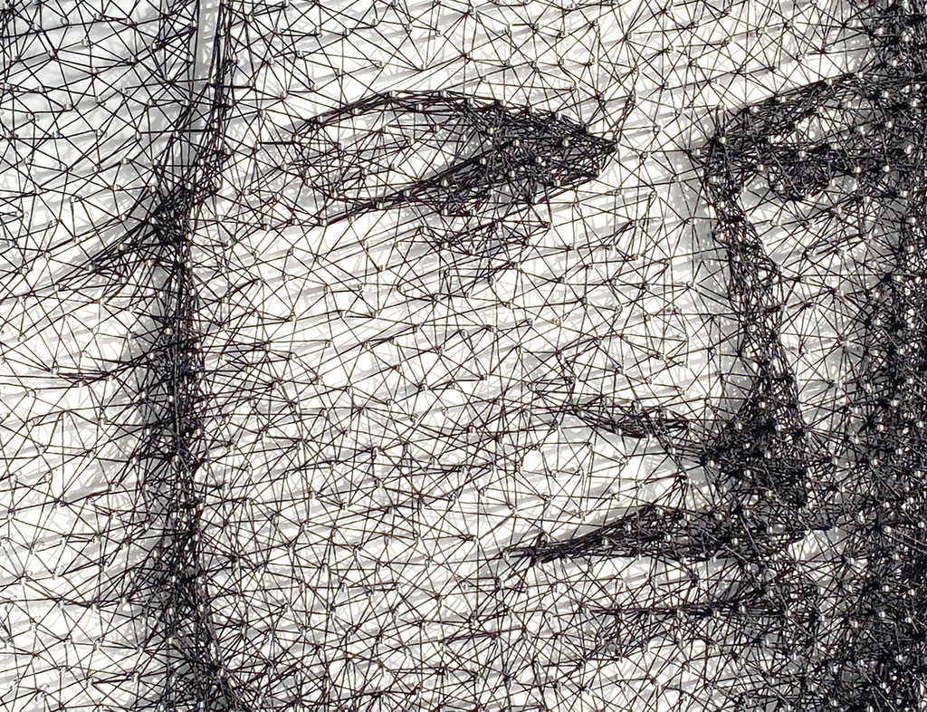 Bach portrait as a thread image.
