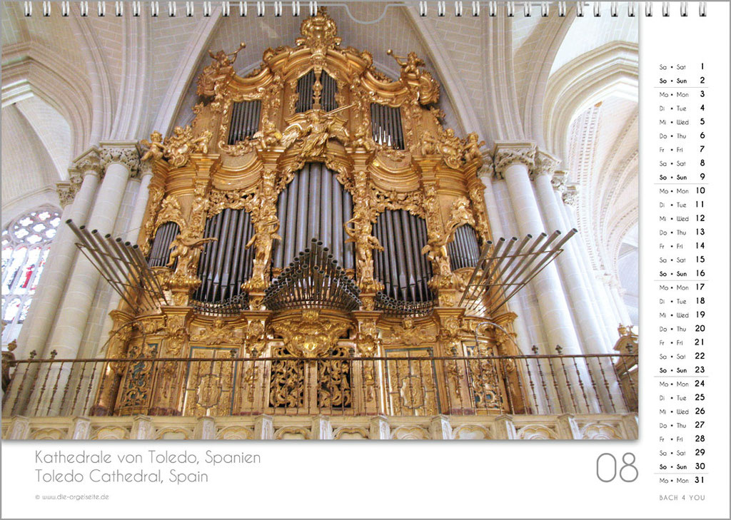 An organ calendar in the Bach Shop.