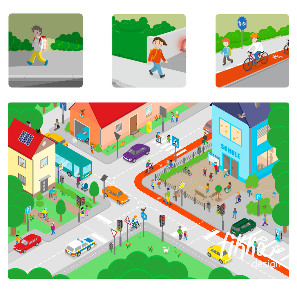 Wimmelbild für Verkehrssicherheit