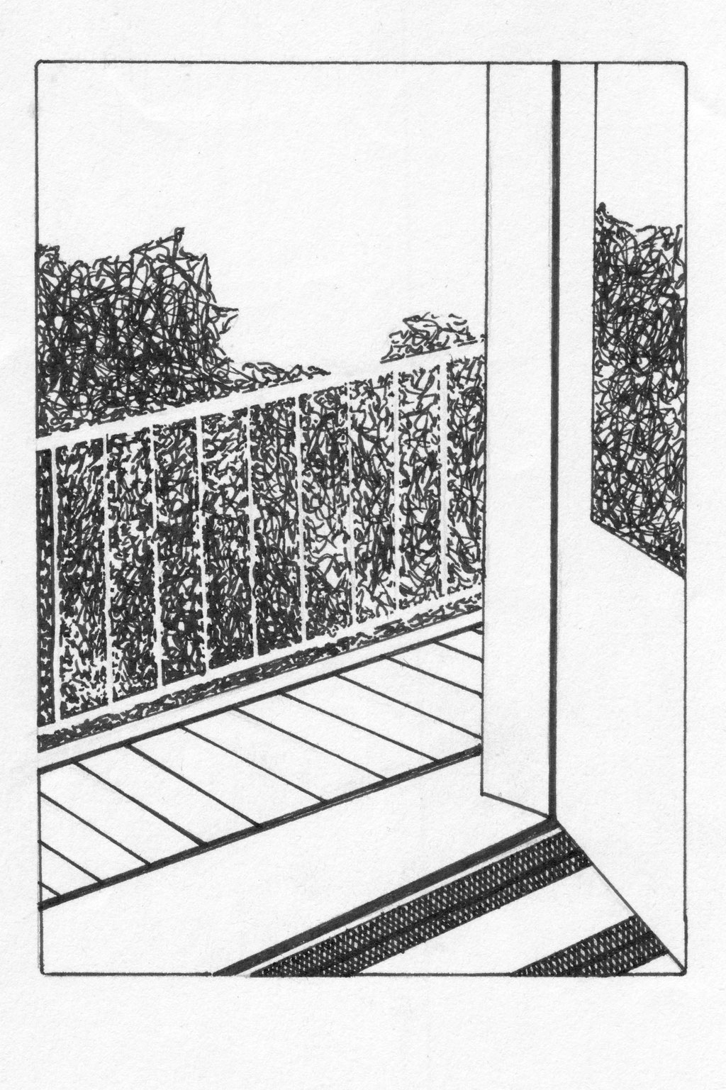 balcony (Vienna), ink on paper, 15x10,7cm