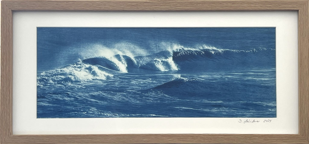 ocean; 2025; Cyanotypie auf Aquarellpapier; 50/30 cm inkl. Rahmen