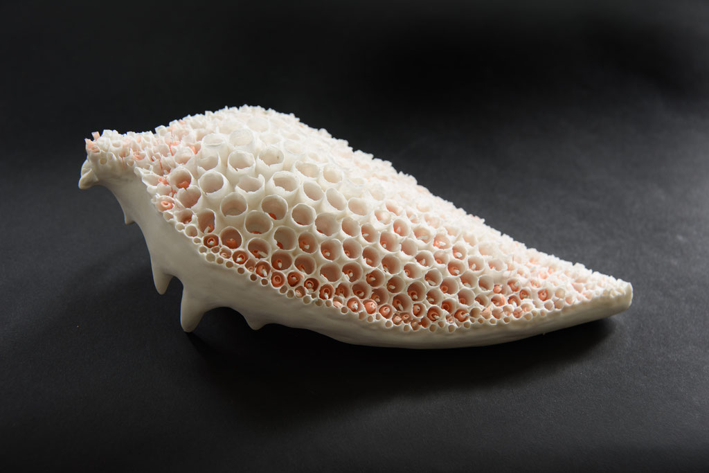 deep sea life; 2025; porcelain, stain; 8/30/14 cm