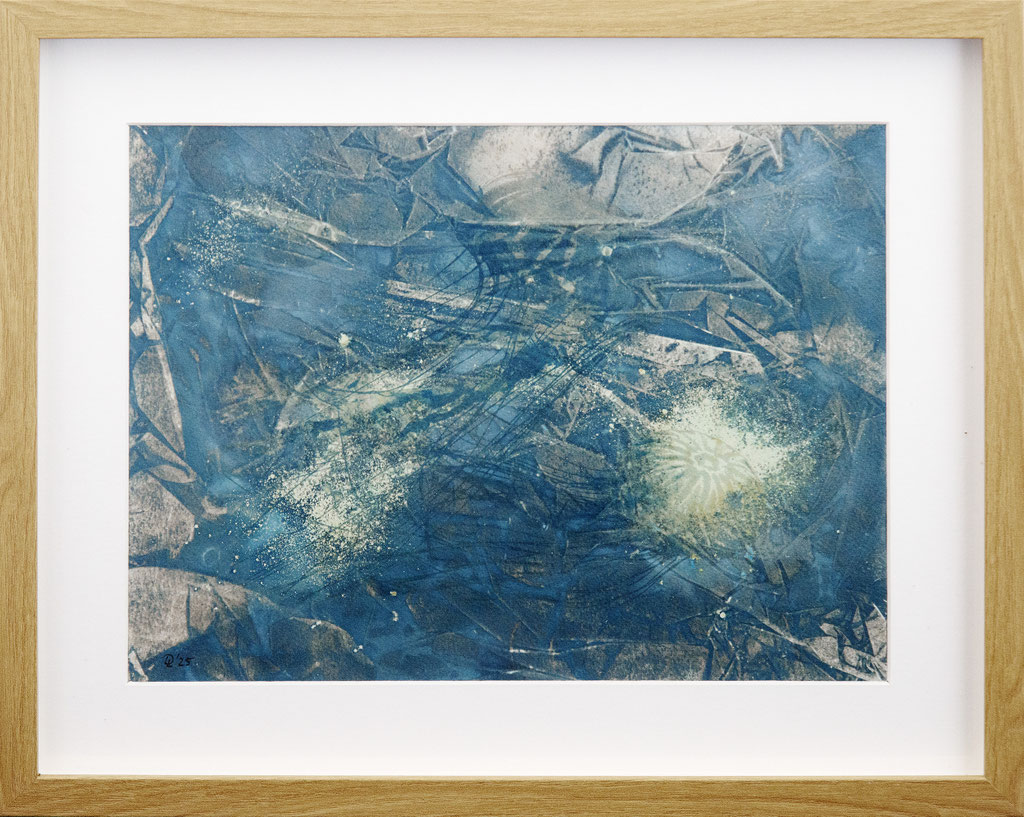 Jellyfish; 2025; Cyanotypie auf Aquarellpapier; 50/40 cm inkl. Rahmen