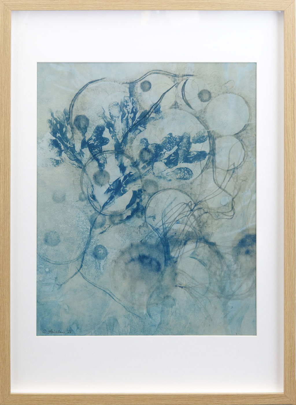Cells; 2025; Cyanotypie auf Aquarellpapier; 50/70 cm inkl. Rahmen