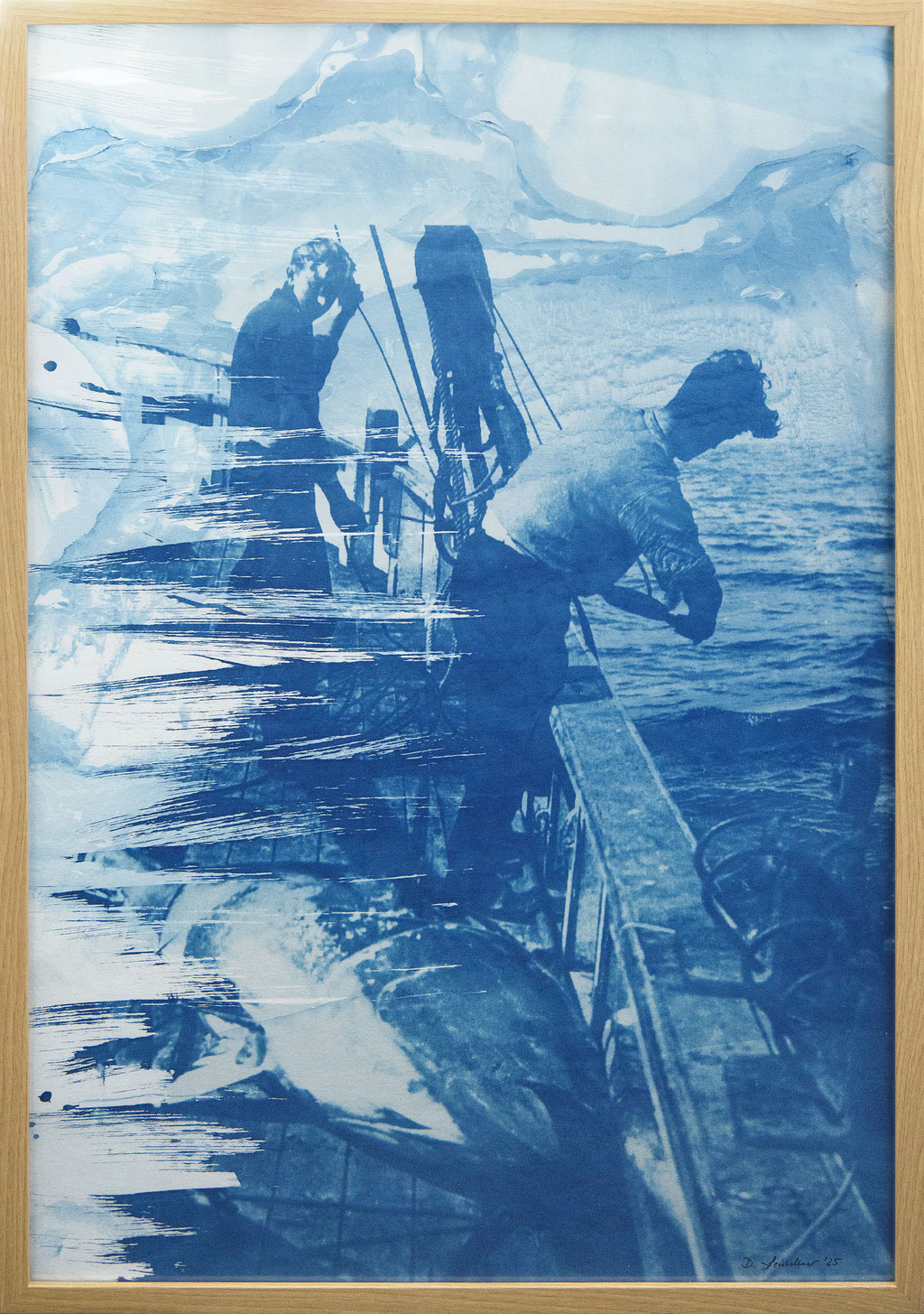 On the high sea; 2025; Cyanotypie auf Aquarellpapier; 60/90 cm inkl. Rahmen