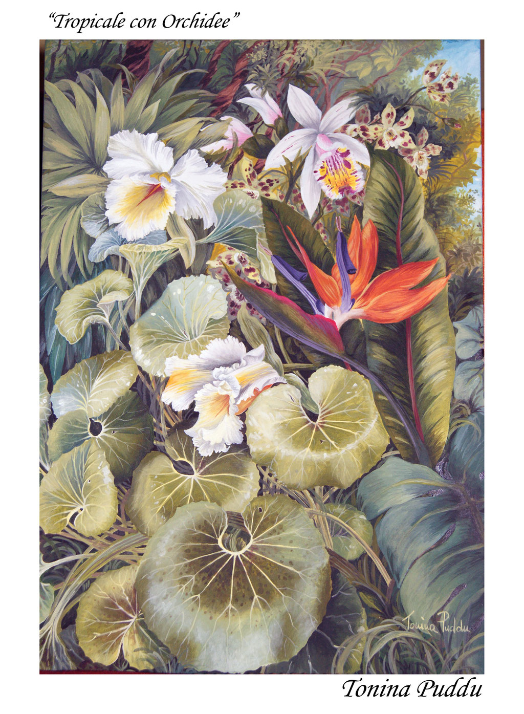 "Tropicale con Orchidee" Acrilico su Tela 35 x 50 cm.