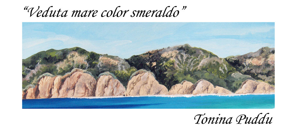 "Veduta mare color smeraldo" Dettaglio Acrilico su Tela 35 x 45 cm.