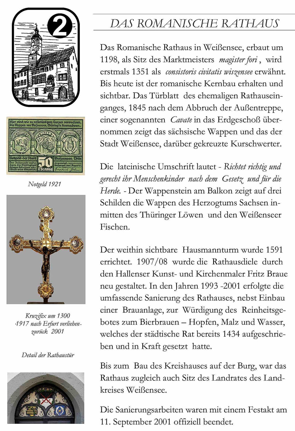 Das Romanische Rathaus in Weißensee Text und BIlder