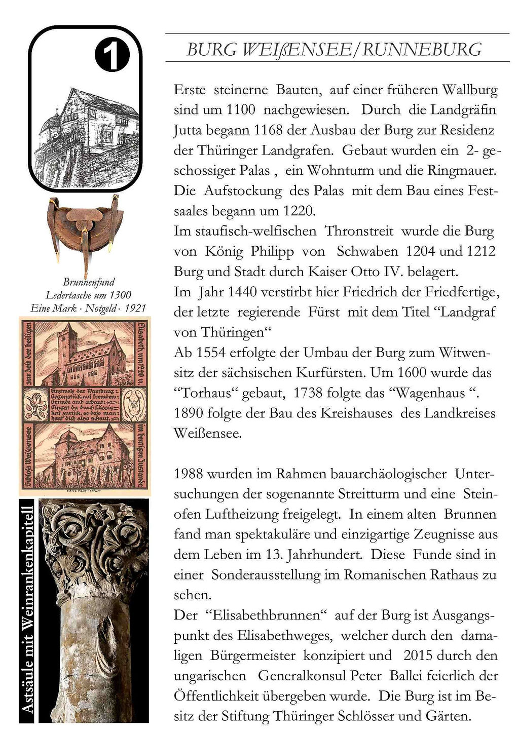 Burg Weißensee-Runneburg Text und Bilder