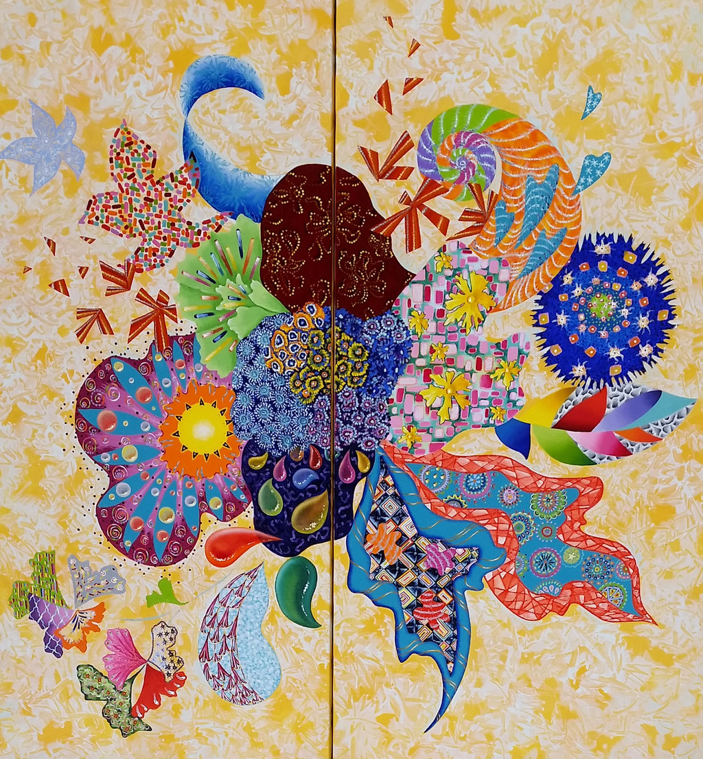 Complicité, diptyque 100x50cm, vendu