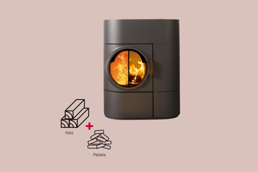 Poêle mixte à bois et à granulés feu