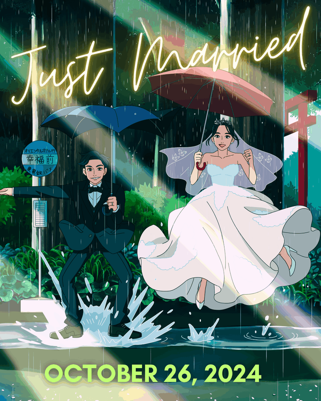 結婚式ジブリ風似顔絵ウェルカムボード