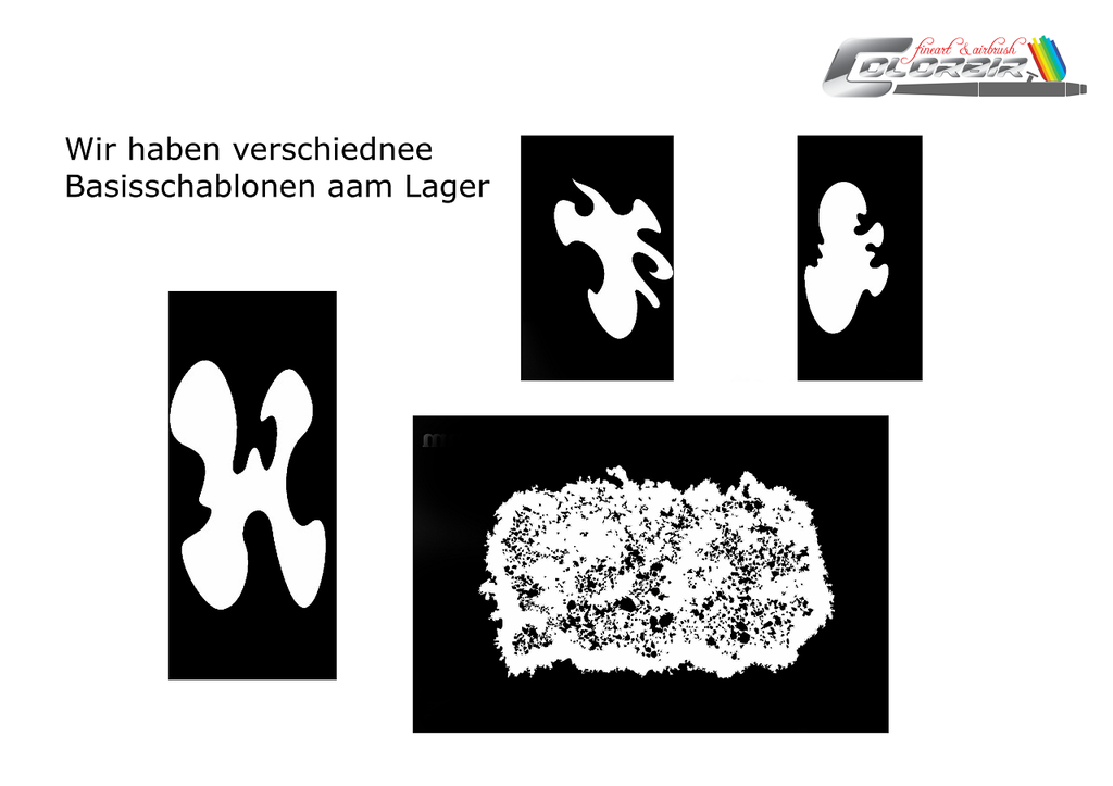 Airbrush Schablonen für viele verschiedene Effekte. Von Fire über Effekt- und Struktur bis zu Motivschablonen.