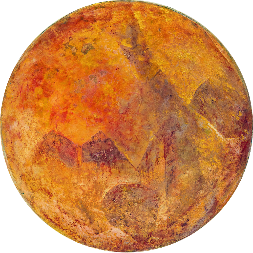 Fragmente 2 - 2022 (acrylic & mixed media on wood - 30 Diameter) - photo: Chris Gebhart [sold / verkauft]