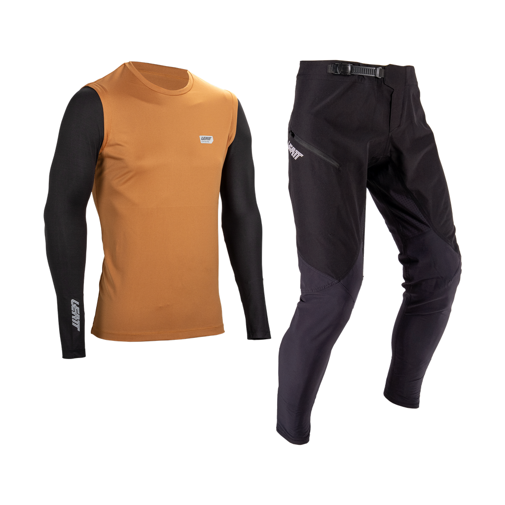 Die Hose ist ausschließlich in Schwarz erhältlich, die Trikots haben schwarze Ärmel und hier in der Farbe Rust verfügbar