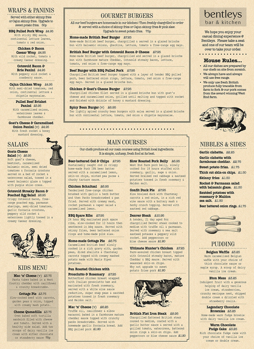 Large bar menu design