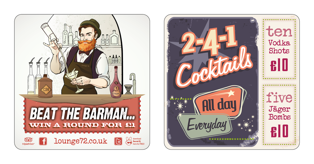 Bar business beer mat promotional design