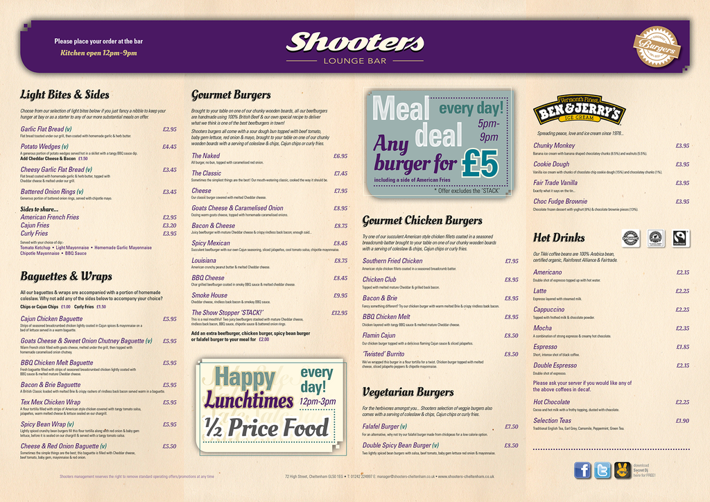 Hospitality food menu design