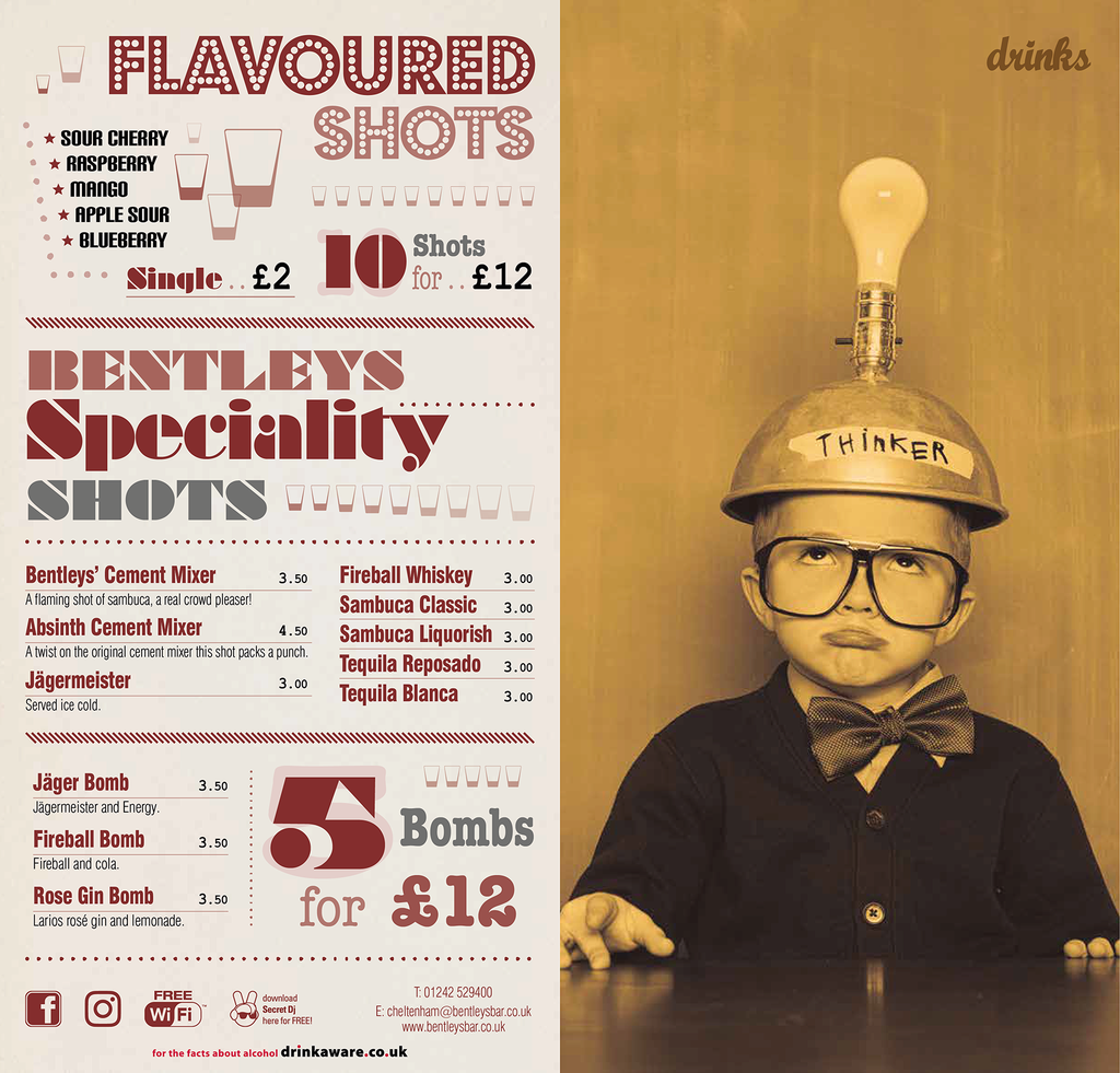 Hospitality business drinks menu design