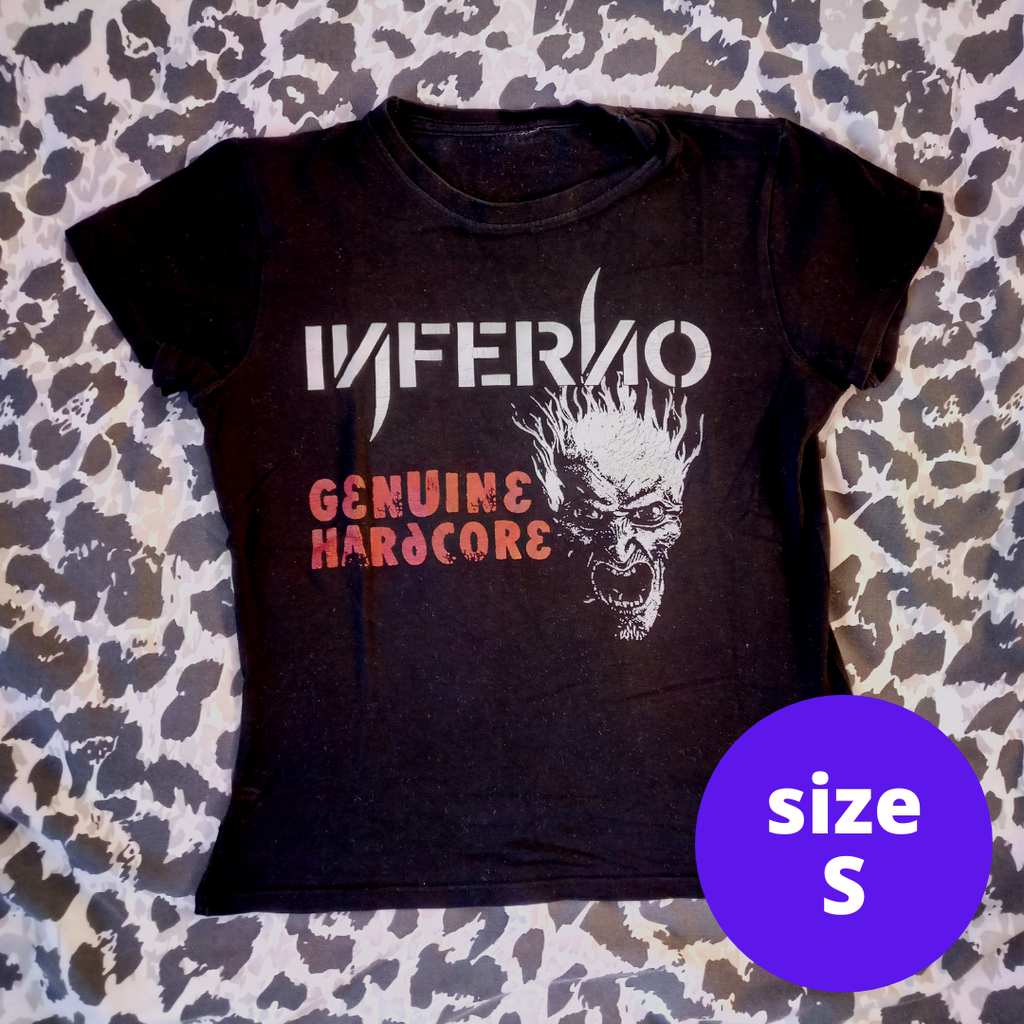 Punk shirt fleamarket - Band tees and more for sale - Inferno hardcore small womans T-shirt - Zebraspider Eco Anti-Fashion Blog